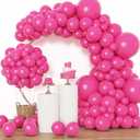 RUBFAC 129pcs Hot Pink Balloons, Latex Magenta Pink Balloon Arch Kit Garland Different Sizes 18 12 10 5 Inch for Birthday Baby Shower Wedding Princess Theme Party Decoration