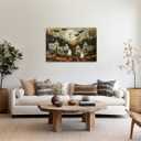 Halloween Town Folk Art Print Ghost Wall Art Poster Pumpkin Vintage Art Dark Academia Halloween Pictures Wall Decor for Living Room Bedroom12x18inch Unframed (style-7)