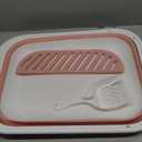 Collapsible Kitten Litter Box, 17.7 x 13.4 x 5 inch Shallow Travel Litter Box Senior Cats Open Cat Potty Pan with Scoop Anti-Splashing Low Entrance Cat Toilet with Falling Sand Pedal Grey (M, Pink)