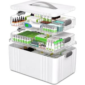 ARSTPEOE 3-Tier Medicine Organizer - Portable Medicine Cabinet with Handle, Extra Large 3 Tier