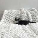 Maetoow Chenille Chunky Knit Blanket Throw 5060 Inch, Handmade Warm & Cozy Blanket Couch, Bed, Home Decor, Soft Breathable Fleece Banket, Christmas Thick and Giant Yarn Throws, White