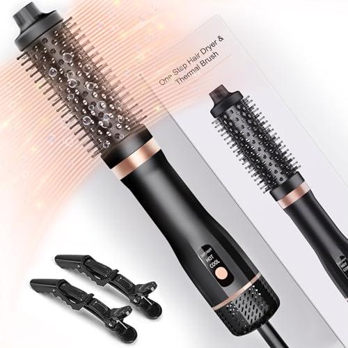 Hot Air Brush, Updated Version Thermal Brush & Hair Dryer Brush One Step Volumizer, High-Speed 1.5 Inch Negative Ion Blowout Express Thermal Round Brush Salon-Quality Blowouts, Hair Shinier & Smoother
