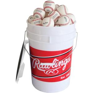 Rawlings | Official League Competition Grade Baseballs | ROLB1X | Game/Practice Use | Youth/14U | Bucket | 24 Count, 6 gallons