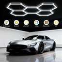 LED Hexagon Garage Light, 156W 18720LM 6500K Daylight White Honeycomb Ceiling Lamp for Garage,Auto Beauty Shop,Car Detailing Shop, Gym, Workshop, 17.3inch