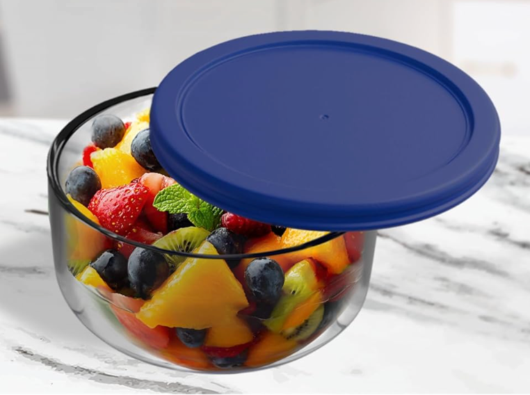 Replacement Lids for Pyrex Glass Food Storage Containers Round (2) 7202-PC 1 Cup Blue