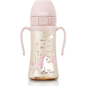 GROSMIMI Flip Top Spill Proof Sippy Cup, PPSU, BPA Free, 10 oz, Stage 2 Straw for Toddlers (Unicorn)