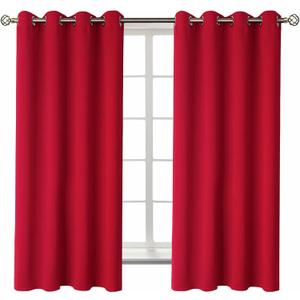 BGment Room Darkening Curtains 63 Inches Long - Grommet Thermal Insulated Drapes Window Treatment Curtains for Bedroom, 2 Panels, 52 x 63 Inch, Red