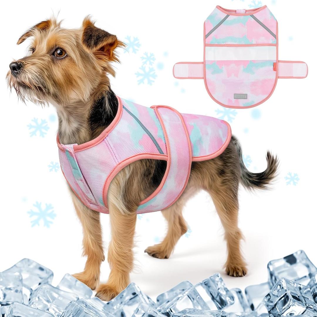 KYEESE Dog Cooling Vest Lightweight Dog Cooler Jacket 3D Breathable Mesh Pet Cooling Shirts for Summer with Reflective Stripe UV Protection Pet T Shirt for Beach, Hiking, Walking (Pink, L) KYEESE Dog Cooling Vest Lightweight Dog Cooler Jacket 3D Breathable Mesh Pet Cooling Shirts for Summer with Reflective Stripe UV Protection Pet T Shirt for Beach, Hiking, Walking (Pink, L)