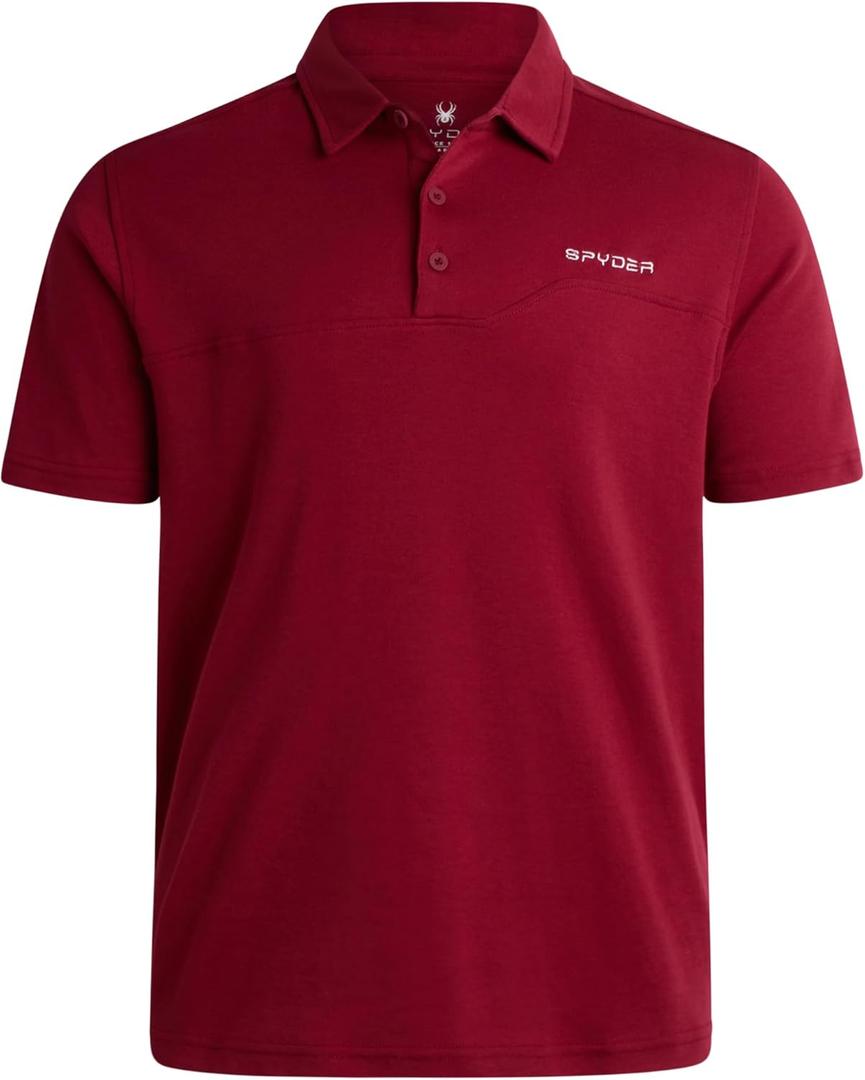 Spyder Mens Polo Shirt - Cotton Polo Shirts for Men - Casual Golf Shirt - Mens Polo Shirts Short Sleeve - Collared Shirt Men (Small, Redwood)