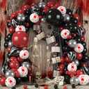 Halloween Balloon Arch Kit Bloody Balloons Garland Black and Red Balloon with Horror Marble Latex Balloons for Scary Creepy Killer Night Ghost Spooky Vampire Birthday Baby Shower Party Decor