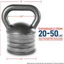 Apex 20lb Adjustable Cast Iron Kettlebell Handle, Compatible with 1” Weight Plates, Up to 50lb Load Capacity for Strength Training, Weightlifting, Home Workouts