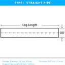 2.5 Inch Straight DIY Custom Mandrel Exhaust Pipe Tube Pipe, T304 Stainless Steel, Universal Fit, 48 Inch/4FT Length, 2.5'' OD Mandrel Straight Pipe - 1PC