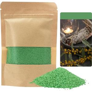 Monivi Scented Candle Sand with Wicks 1.1lb Green Pearled Candle Beads Sand Candles with Wicks St. Patrick's Day Decor 85 Burn Hours Refillable Candle Wax for DIY Candle Making(Scented Sage)