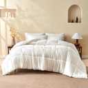 BPC 100% Rayon Derived from Bamboo Silk Blend Comforter Queen Size, Ultra-Soft ClimaSilk Down-Alternative Duvet Insert for All Seasons with Corner Tabs, Medium Warmth, White, 90x90 Inches