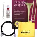 Libretto Trombone All-Inclusive Care Kit: Flexible Bore Brush + Mouthpiece Brush + Slide Oil+ Microfiber Cleaning Cloth + Slide Grease, w/Handy Case, Time to Clean & Extend Life of Your Trombone!