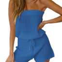 Chang Yun Womens Summer Jumpsuits Casual Loose Sleeveless Off Shoulder Elastic Waist Romper Loungewear Two Piece Outfits M