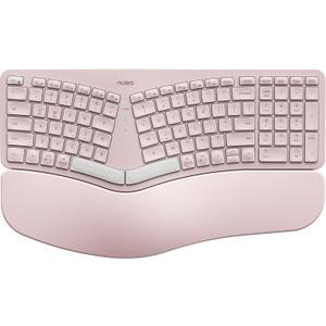 Nulea Wireless Ergonomic Keyboard, Split Keyboard with Cushioned Wrist Rest, Bluetooth and USB Connectivity, USB-C Rechargeable, Compatible with Windows Mac (Grey Pink)