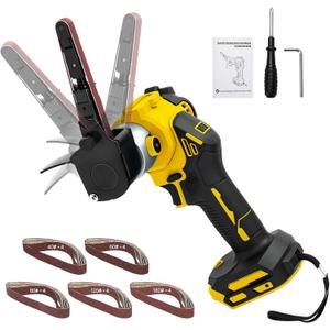 Cordless Belt Sander for Dewalt 20V Battery, Brushless Belt Sander with 120 Rotatable Head, 0-13000 RPM Variable Speed, LED Display, Includes 20 Belts for Various Sanding (No Battery)