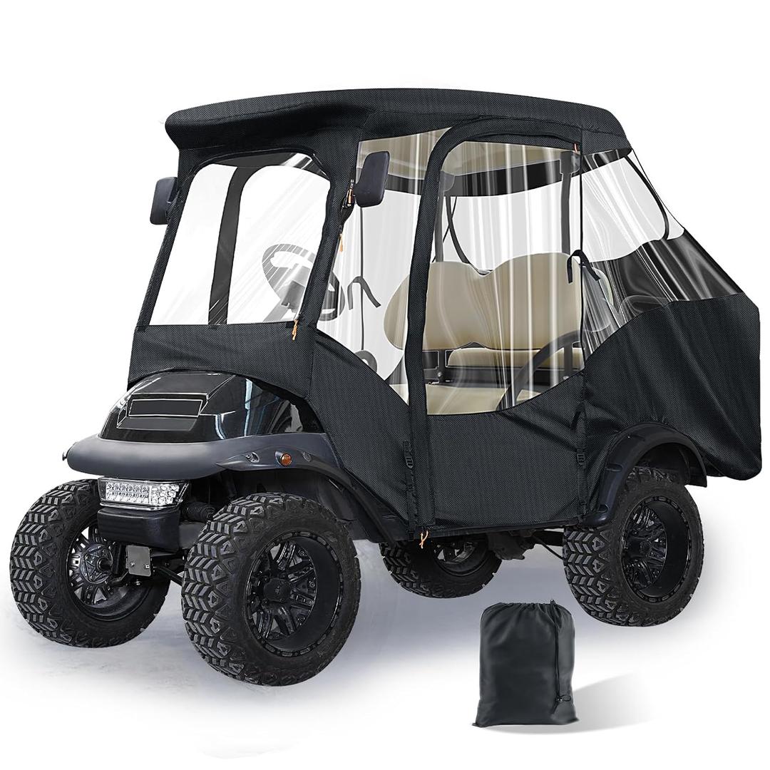 Club Car Precedent Enclosure, Golf Cart Enclosure Suitable for 4 Passengers Club Car Precedent Model, 600D Waterproof Heavy Duty Rain Cover with 4-Sided Clear PVC Windows & Zippered Doors