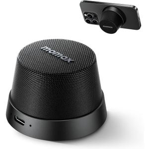 MOMAX Magnetic Portable Bluetooth Speaker - Mini Waterproof Shower Speaker with Bass, 12H Playtime, Outdoor Speaker True Wireless Stereo Pairing for Golf, Beach, Home, Travel, Gift Ideas (Black)