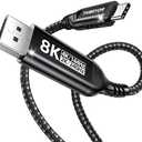 USB C to DisplayPort 1.4 Cable [8K@60Hz 4K@144Hz 2K@240Hz],Type C to DP 1.4 Cable 32.4 Gbps Braided, Compatible with Thunderbolt 3/4 MacBook Pro/Air, iPhone 15 Pro, iPad, Mac Mini, Galaxy,XPS (6.6FT)