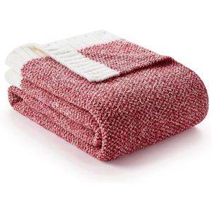 Snuggle Sac Christmas Red Blanket Twin Size, Ultra Soft Warm Fuzzy Knit Blanket Throws Dupes for Couch,Sofa, Bed, Heather Red, 60x80 inches