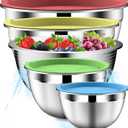 Mixing Bowls with Strainer, Mixing Bowl with Lids Set, Stainless Steel Mixing Bowls, Kitchen Gadgets 2025 Salad Bowls with Strainer for Mixing & Preping & Baking, Multicolor