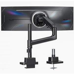 monTEK 17-57 Inch Ultrawide Monitor Arm for Up to 59.4lbs Screens, Aluminum Heavy-Duty Gas Spring Single Curved Screen Adjustable Monitor Stand,75/100mm Vesa Mount, Black (without USB)
