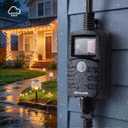 DEWENWILS Light Timer Outdoor Weatherproof, Countdown Photocell Sensor Timer with Electrical Grounded Outlets for String Light, 13 A, 1/2 HP, UL Listed 2 Pack