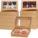 RomanticBaking 100 Pack Brown 7 x 4 3/8 x 1 1/2inches Cookies Boxes for Wedding Baby Shower Bakery Boxes for Macaron Truffle Donut Chocolate Cakesicle (Brown(DIY Assembly))