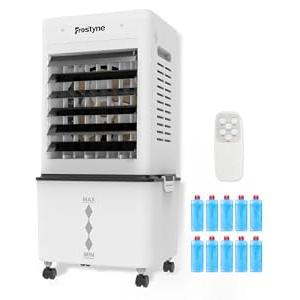 Portable Evaporative Air Cooler w/Humidifier 3Ga Water Tank, 10 Ice Packs, 6 Speeds & 4 Modes, Timer & Remote, Windowless Portable Fan for Bedroom, Home, Office,Black
