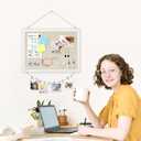 DOLLAR BOSS Bulletin Boards with Linen 1-Pack 16''X 12'' Double-Sided Cork Board for Walls Wood Framed Bulletin Boards, Small Pin Board for Home Kitchen Office Decorative Hanging 10 Pushpins (White)