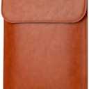 Allinside 15-16 inch Laptop Sleeve Case Compatible with MacBook Air 15 2023-2025/ MacBook Pro 16 2021-2024, Waterproof PU Leather Laptop Sleeve Bag Protective Vertical Case Cover, Brown
