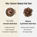 MY-LADY Messy Bun Hair Pieces Human Hair for Women Real Hairpiece Straight Scrunchies Tousled Updo Donut Chignon Ponytail Extension Medium Brown & Dark Blonde