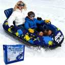 Heavy Duty Snow Tube with Premium Canvas Cover for Kids and Adults 44’’ Snow Tubes with Tow Rope & Handles for Sledding, Thickened Anti Damage Bottom Cold-Resistant Winter Outdoor Toy