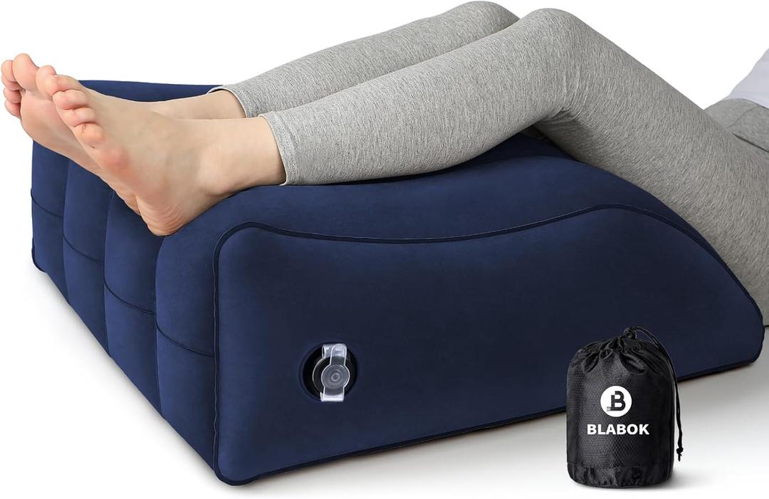 Wedge Pillow for Sleeping - Inflatable Leg Elevation Pillow for Swelling,Circulation,Leg & Back Pain Relief,Leg Support Pillow,Leg Wedge Pillows for After Aurgery,Hip,Foot,Ankle Recovery (Blue) (Medium)