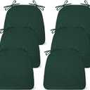 Chair Cushions for Dining Chairs Set of 6, Non Slip Kitchen Chair Pads, 17" x 16" x 2", Indoor Dining Chair Cushions with Ties, D-Shaped Seat Cushions for Kitchen Chairs, Dark Green