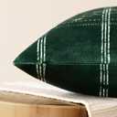 Foindtower Pack of 2 Decorative Velvet Christmas Pattern Throw Pillow Covers Holiday Print Cushion Cover with Snowflake Accent Pillowcase for Couch Sofa Living Room Home Decor,2020 Inch,Dark Green