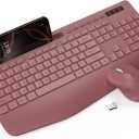 Wireless Keyboard and Mouse Combo Full Sized Ergonomic Keyboard with Wrist Rest, Phone Holder, Sleep Mode, Silent 2.4GHz Cordless Keyboard Mouse Combo for Computer, Laptop, PC, Mac, Windows Trueque, Brown