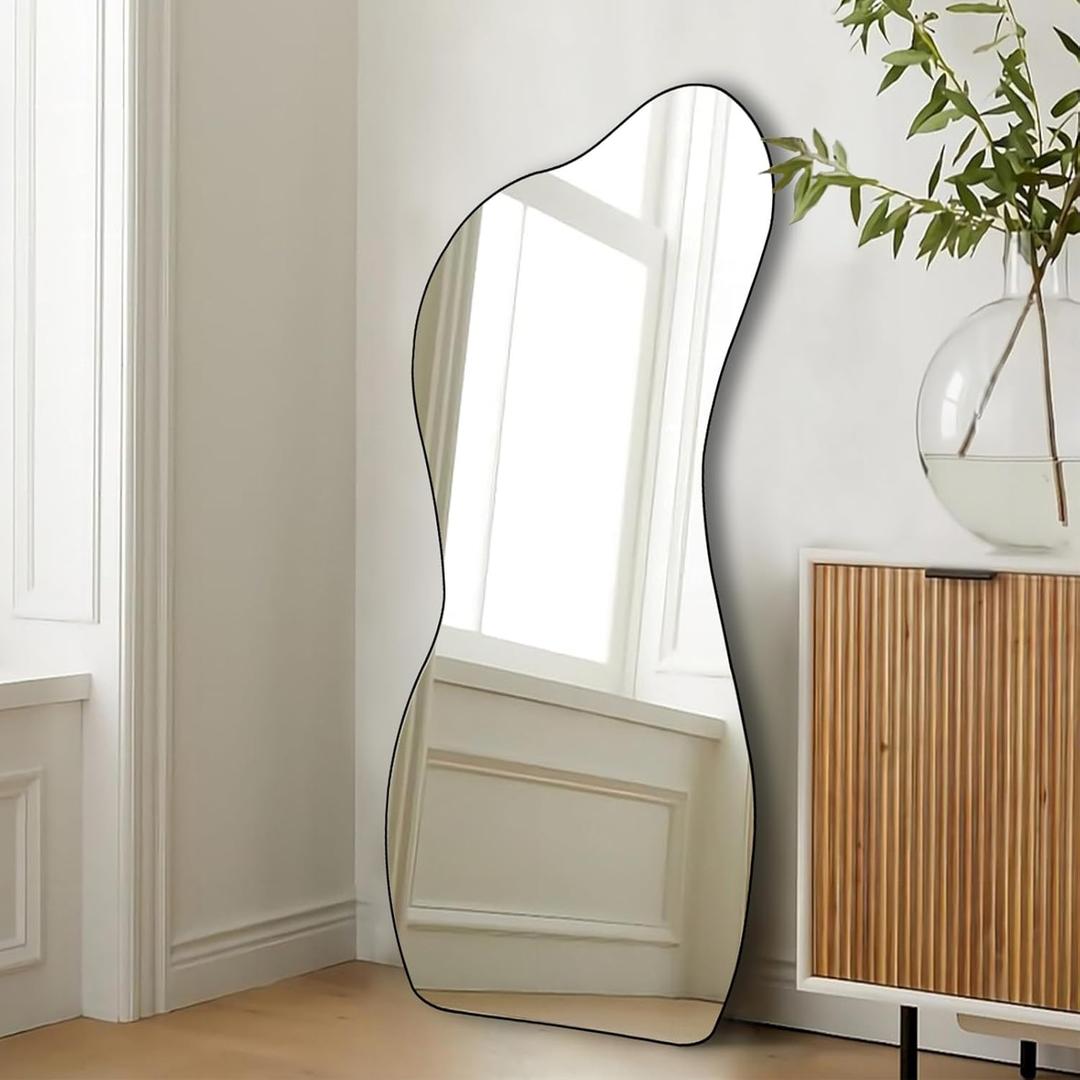 POZINO Irregular Mirror, Asymmetrical Wall Mirror, 47.2"x22" Frameless Abstract Mirrors for Wall, Modern Unique Shape Mirrors for Living Room Bathroom Bedroom Entryway Hallway