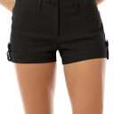 MixMatchy Women's Casual Body Enhancing Comfort Cuffed Shorts with Pockets Black, L