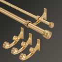 Double Drapery Curtain Rods, 72-144” Telescoping Curtain Rod with 1inch large rod and 5/8inch small rod, Modern Round Style Finials, Warm Gold