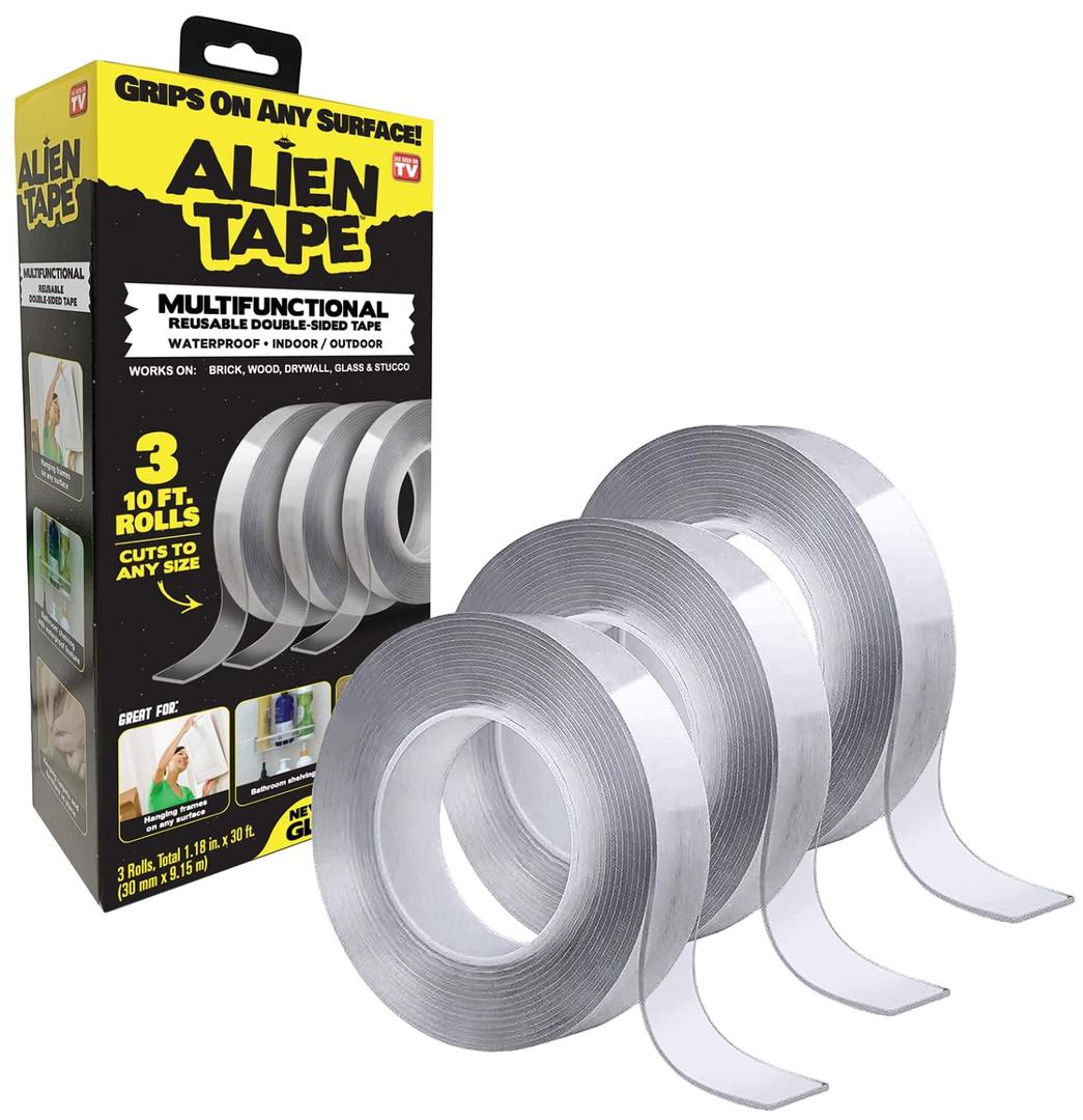 Bell+Howell Alientape Nano Double Sided Tape and Alien Shield Sealing Tape Bundle Multipurpose Removable Adhesive Transparent Grip Mounting Tape Waterproof Repair Tape Adhesive Strips As Seen On TV
