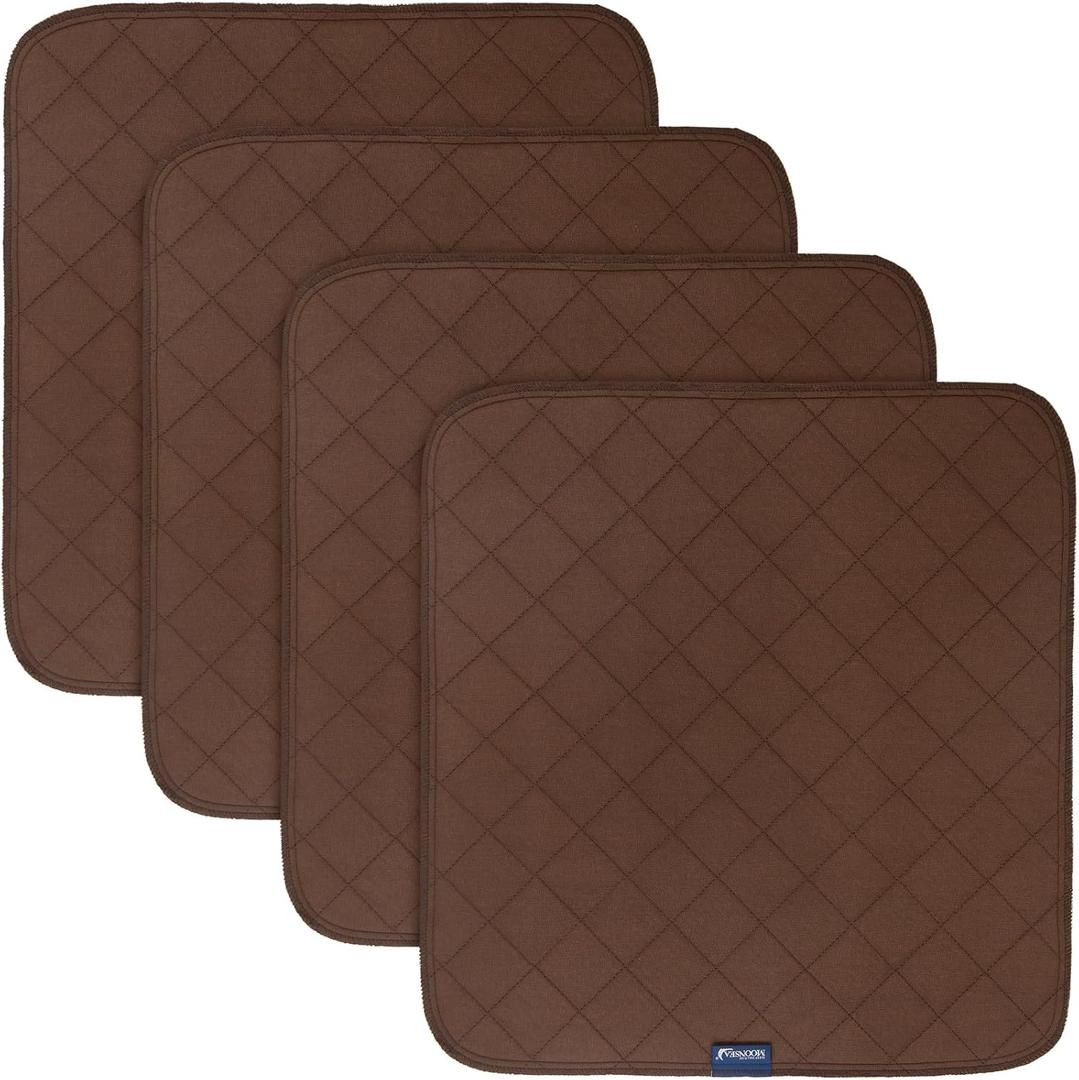 Waterproof Incontinence Chair Pads, 22" x 21" Wheelchair Reusable Seat Pads Cover, Washable Nursery Seat Protector, 4 Pack Brown