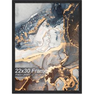 Fxojyvo Engineered Wood 22x30 Frame, Black Picture Frame for 22 x 30 Inch Poster Puzzle Photo, Light Weight 22 by 30 Poster Frame with Wood-grain for Wall - 1 Pack/Black/22 x30