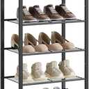 Narrow Shoe Rack, 10-Tier Metal Shoe Organizer,Tall Shoe Shelf with Anti-Tip Strap, Max Holds 20 Pairs,Space Saving for Closet,Entryway,Black