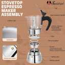 Induction Moka Pot, 6 Cups (10.6 oz) Crystal Glass-Top & Stainless Steel Moka Pot, Classic Stovetop Espresso Maker, Silver