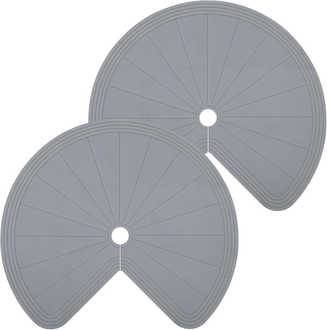 DoubleFill 2 Pack 26 Inch Lazy Susan Shelf Liner Silicone Shelf Liner Non Adhesive Circle Kitchen Liners Non Slip Cabinet Liners for Drawer Refrigerator Cupboard Cabinet Organizers (Gray)