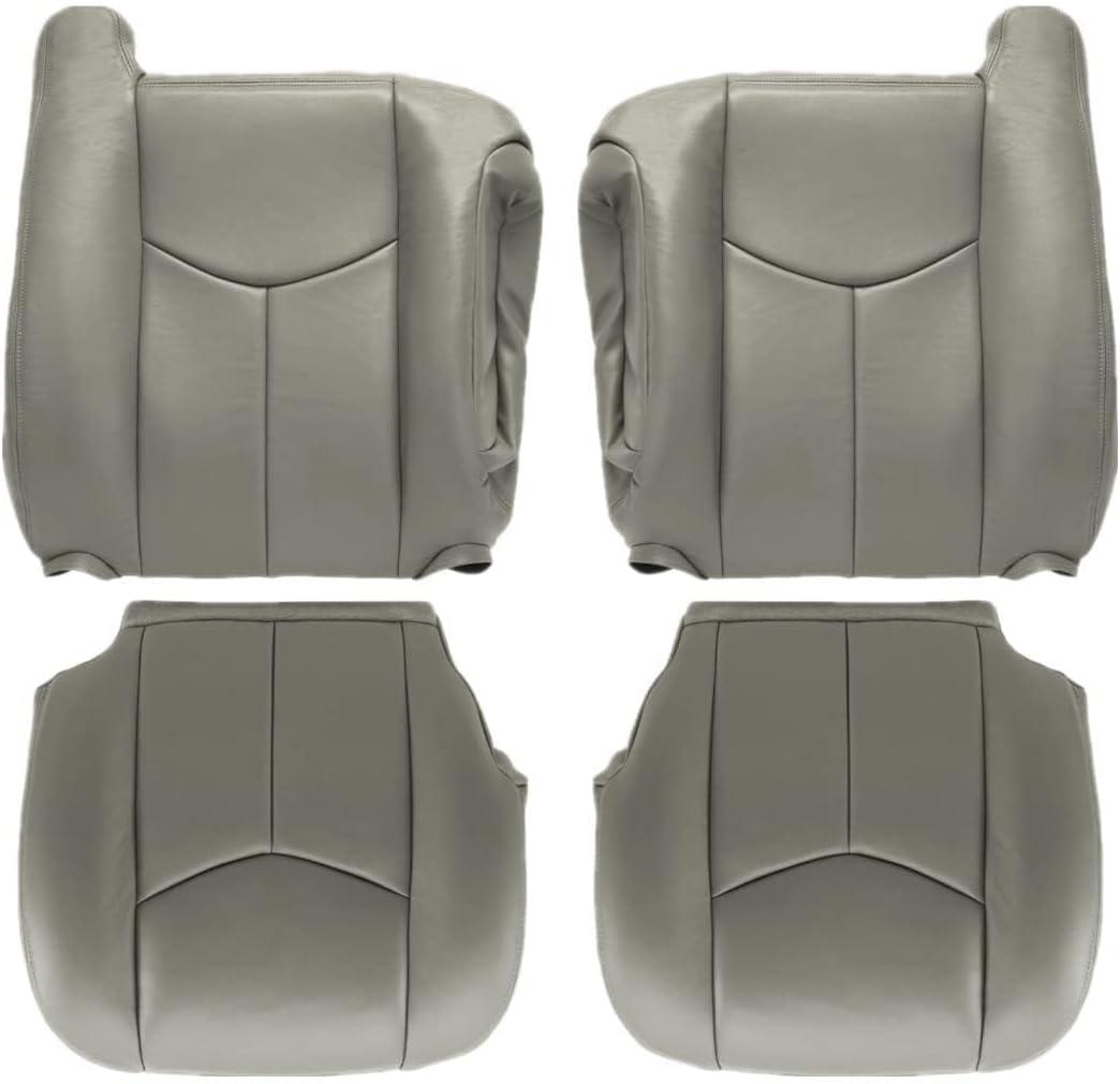 GXARTS Driver and Passenger Side Bottom Replacement Seat Cover and Top Lean Back Seat Cover Light Gray 922 or 92i Fit for Chevy GMC Tahoe Suburban Avalanche Yukon Silverado Sierra 2003 2004 2005 2006