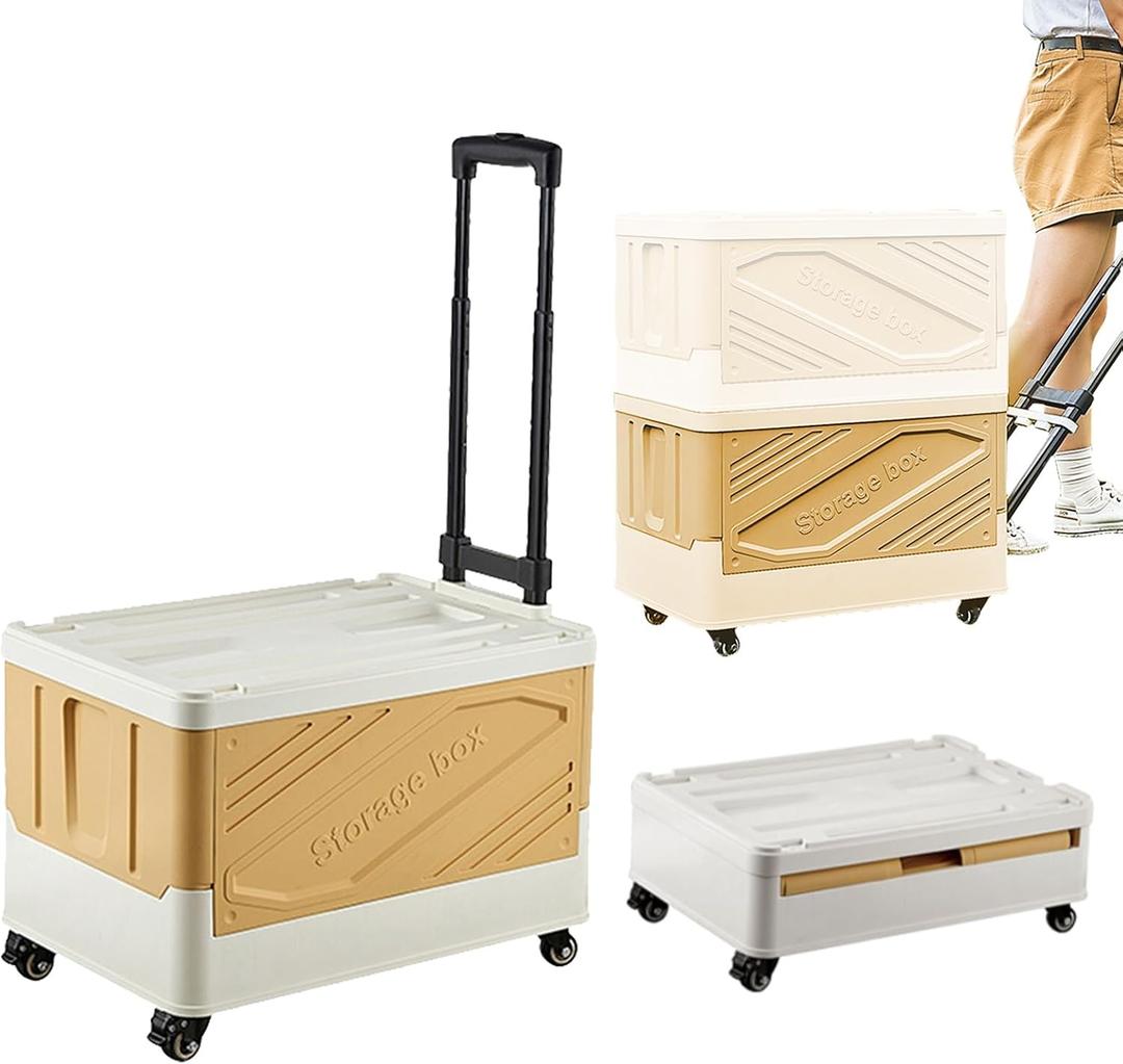 XCBYT Storage Bins with Wheels - Rolling Carts with Wheels for Closet Organizers and Storage Foldable Rolling Cart for Teachers Rolling Crate Collapsible Shopping Cart, Yellow